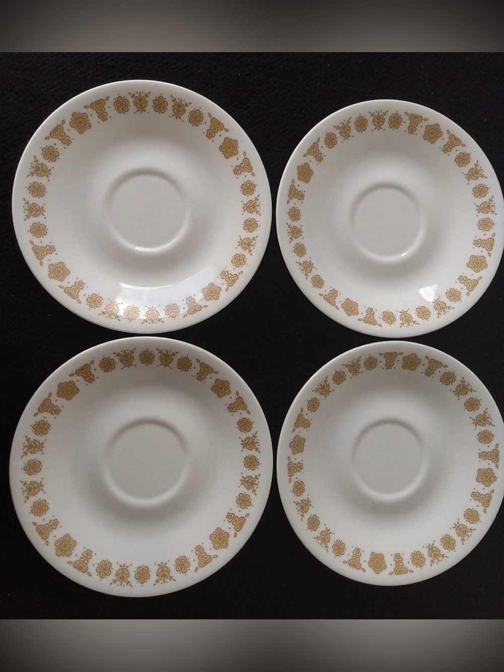 Corelle Ware Vintage Gold Butterfly Pattern Saucers Set Of Four